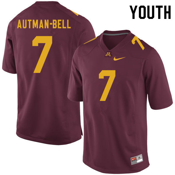 Youth #7 Chris Autman-Bell Minnesota Golden Gophers College Football Jerseys Sale-Maroon